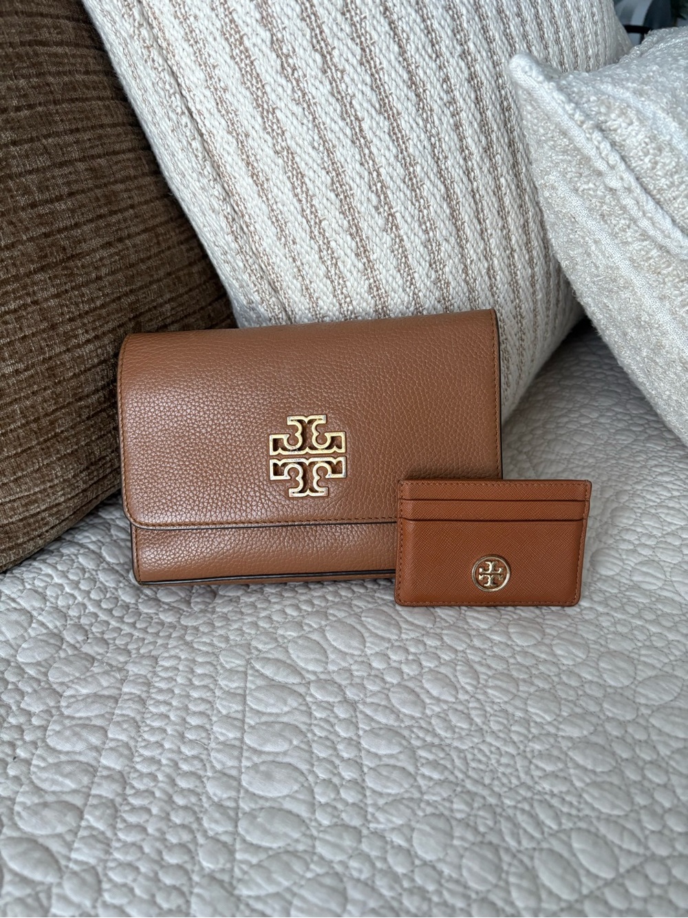 Tory Burch Leather Crossbody Purse With Card Case Wallet